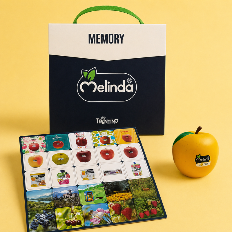 Gioco Memory Melinda con carte, scatola e mela