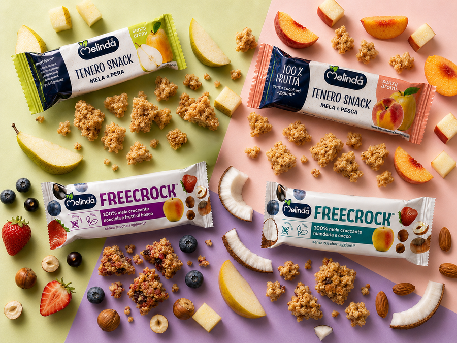 Barrette Tenero Snack e Freecrock Melinda con frutta e frutta secca