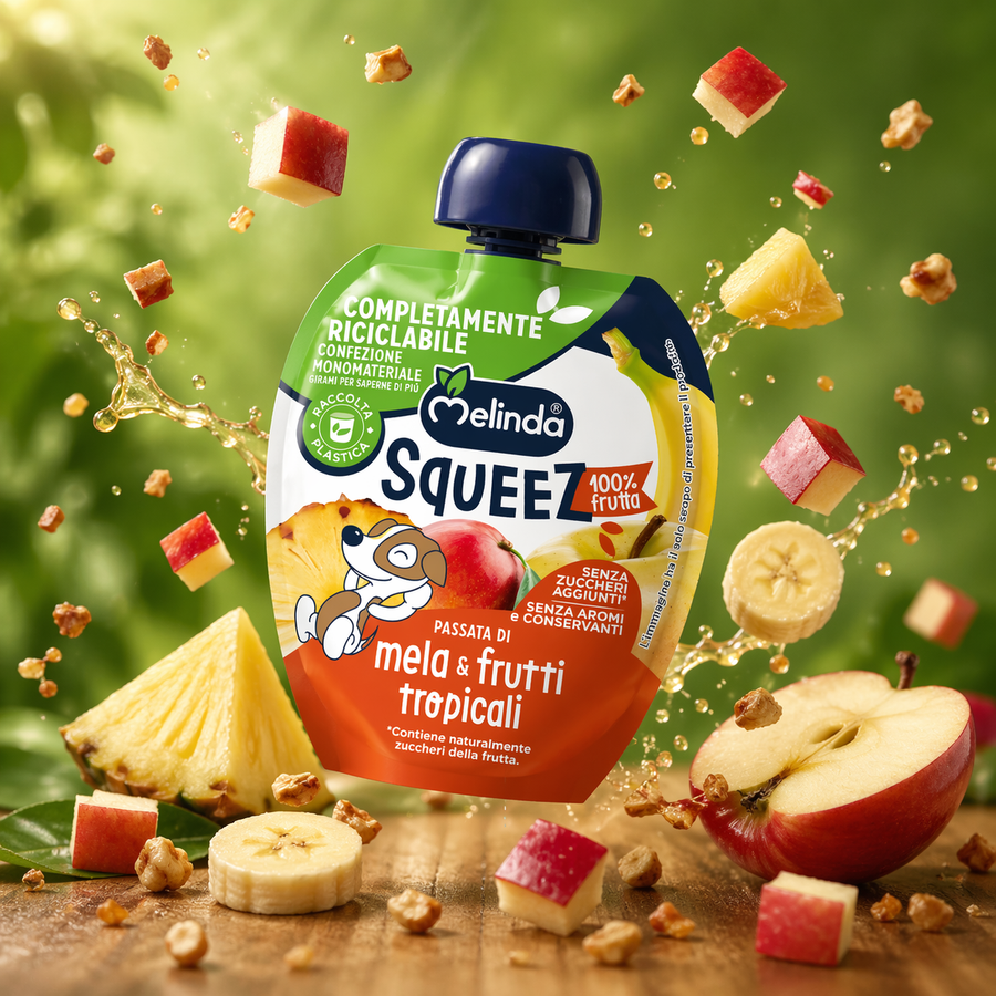 Squeez Melinda ai frutti tropicali con pezzi di frutta