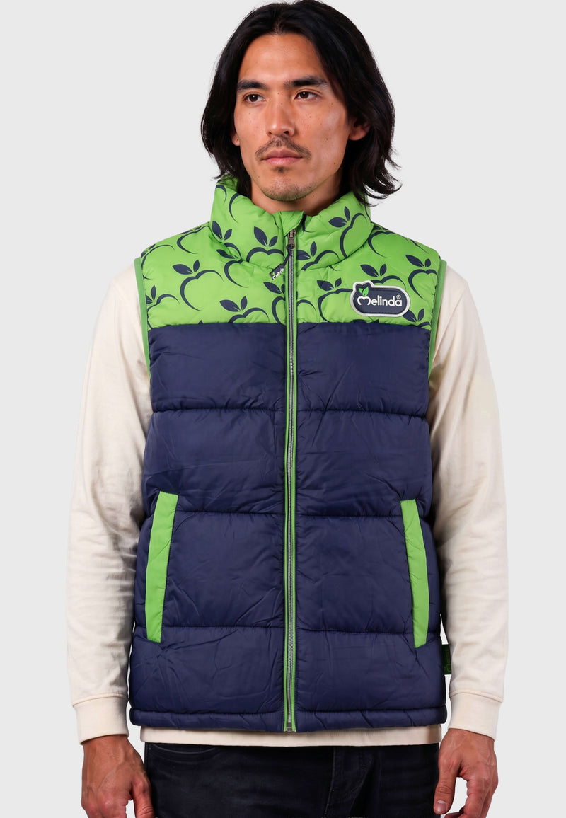 Gilet Piumino Melinda Collection, modello uomo, dettaglio ravvicinato