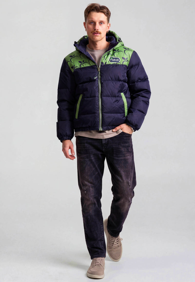 Giacca Piumino Melinda Collection, modello uomo, indossato per intero