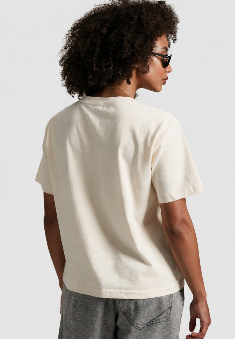 T-shirt Melinda Collection, color crema, modello donna, vista posteriore