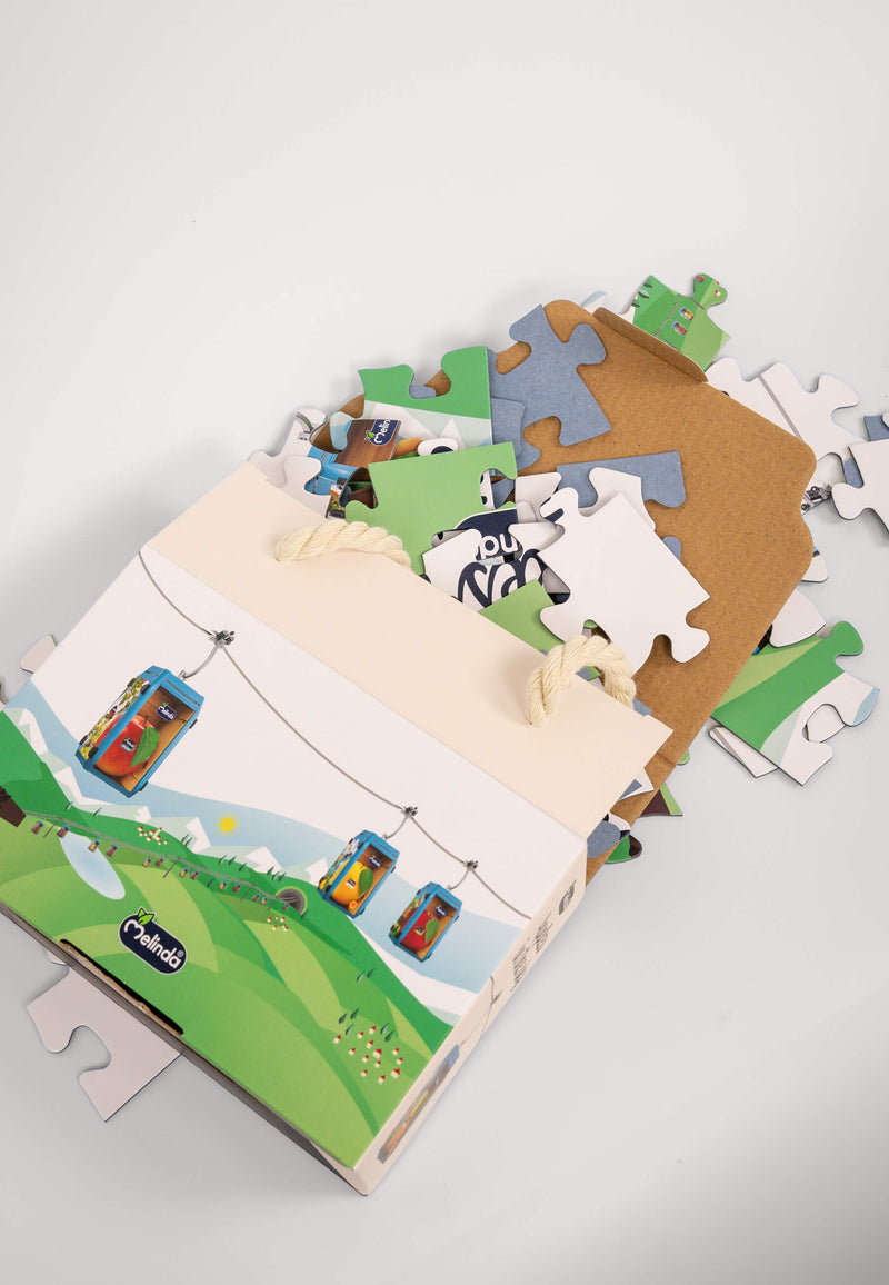 Puzzle Melinda, con illustrazione della funivia, vista dall’alto