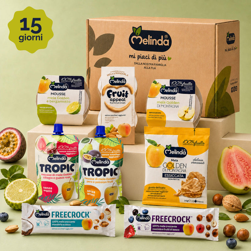 Snack quotidiano Melinda con assortimento di snack da 15 giorni