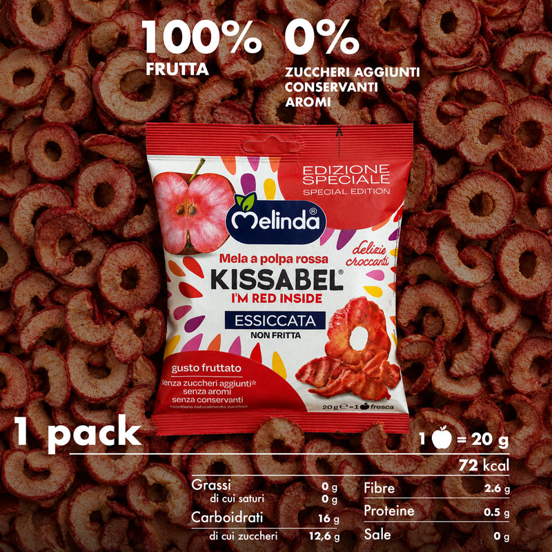 Chips di mela Kissabel Melinda con informazioni nutrizionali