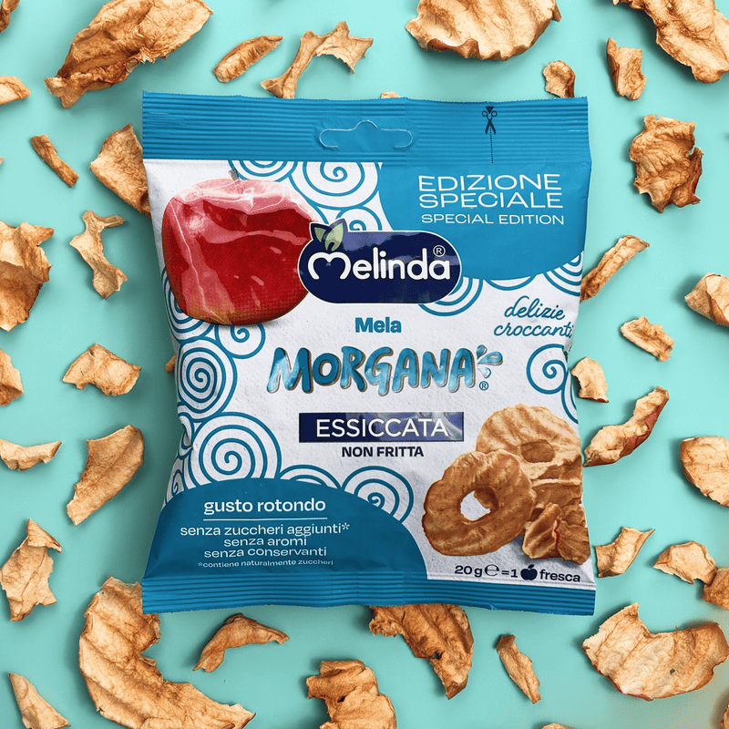 Confezione di chips di mela Morgana Melinda con fettine essiccate