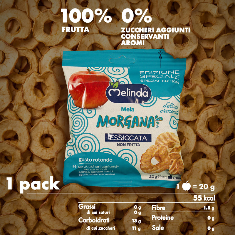 Chips di mela Morgana Melinda con informazioni nutrizionali