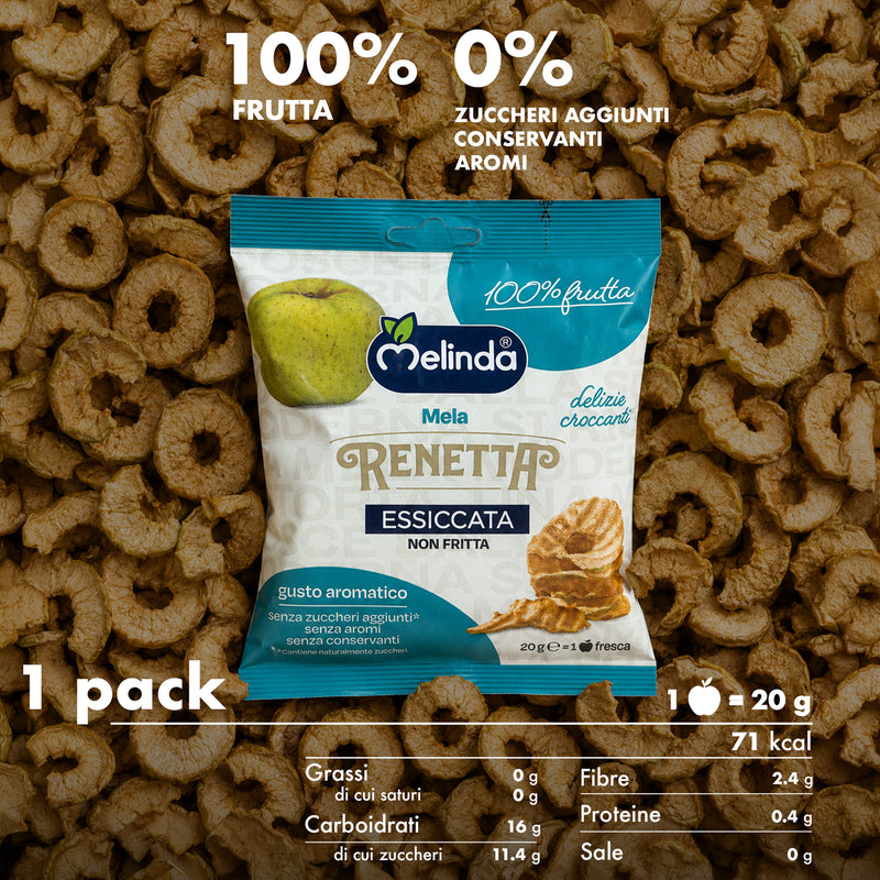 Chips di mela Renetta Melinda con informazioni nutrizionali