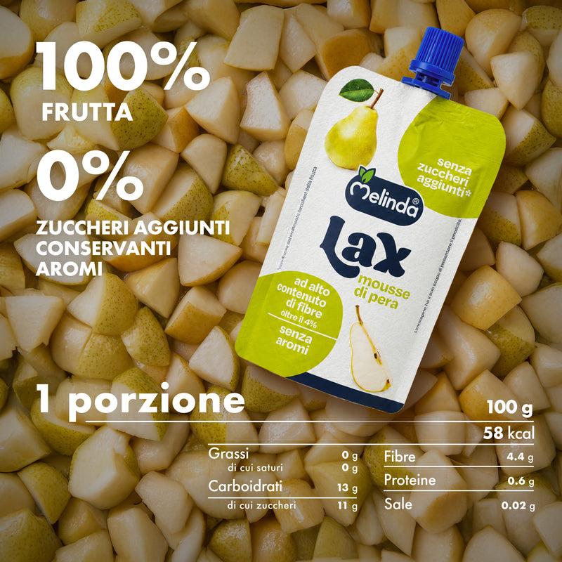 Lax Melinda da bere gusto pera con informazioni nutrizionali