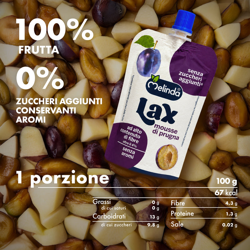 Lax Melinda da bere gusto prugna con informazioni nutrizionali