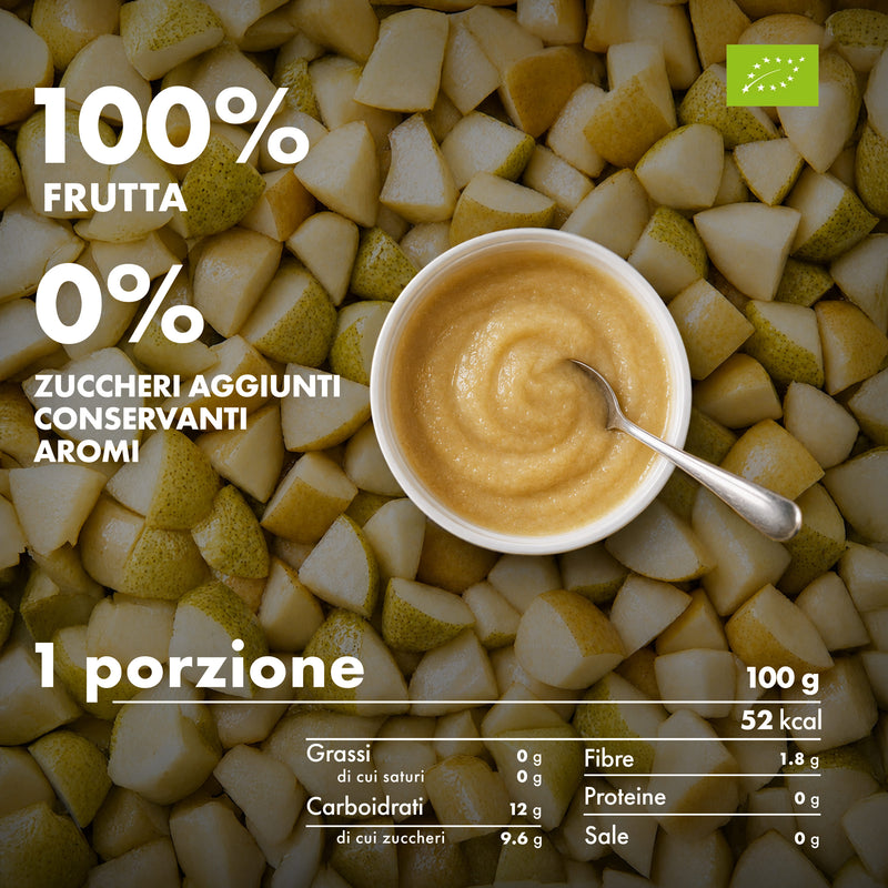 Mousse BIO Melinda gusto pera con informazioni nutrizionali