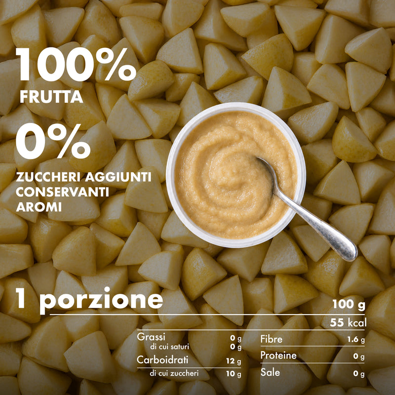Mousse di frutta Melinda gusto mela Golden con informazioni nutrizionali