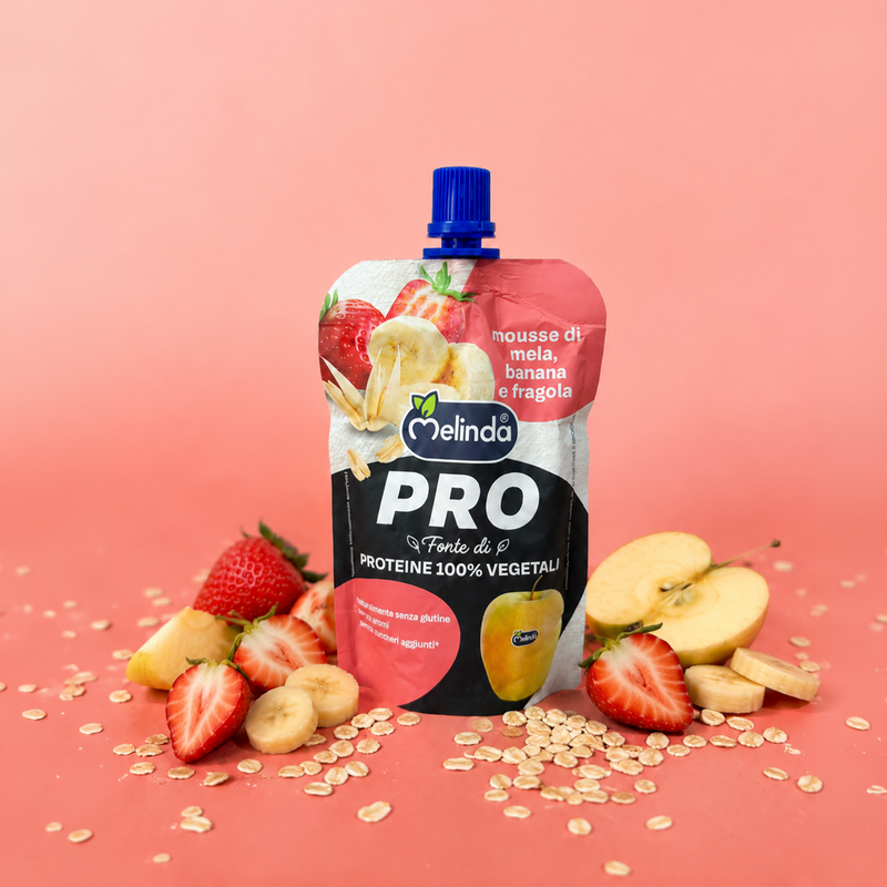 Confezione di snack proteico PRO Melinda banana e fragola