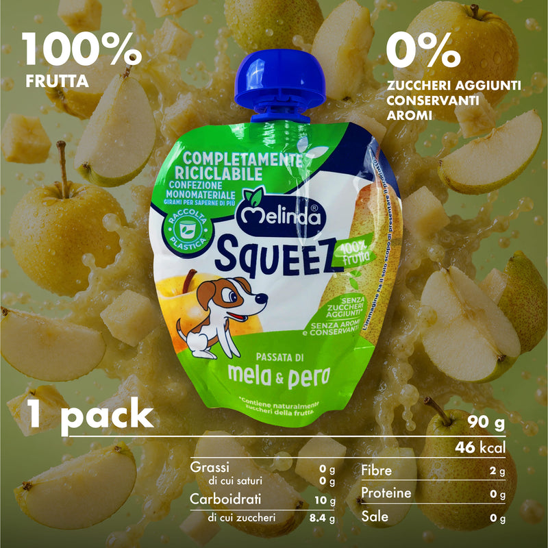 Squeez Melinda gusto pera con informazioni nutrizionali