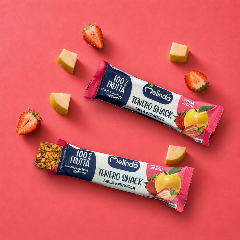 Barrette Tenero Snack Melinda gusto fragola con frutta fresca