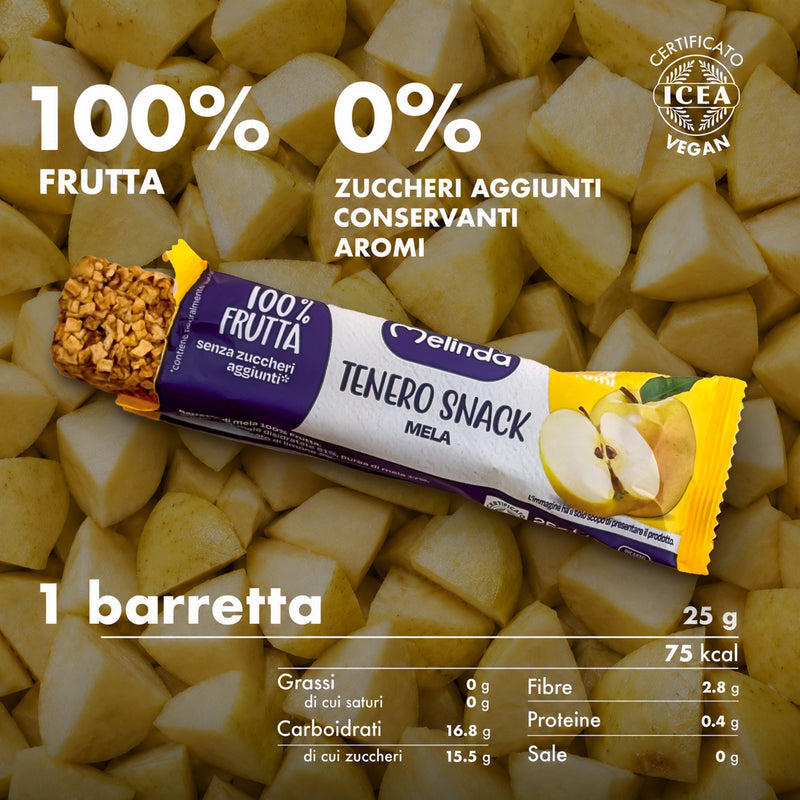 Barretta Tenero Snack Melinda gusto mela con informazioni nutrizionali