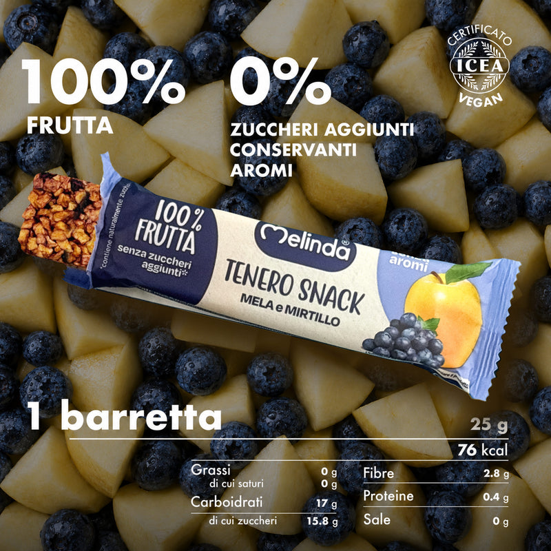 Barretta Tenero Snack Melinda gusto mirtillo con informazioni nutrizionali
