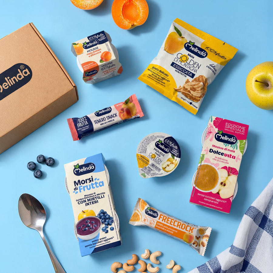 Box Sport e Benessere Fresco Risveglio con assortimento di prodotti Melinda